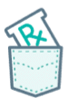 Icon of pill bottle fitting inside pocket